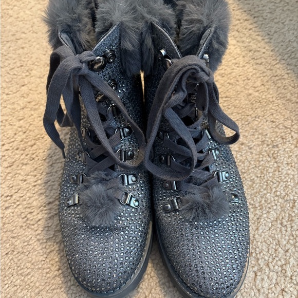 Jessica Simpson Black Ankle Booties with Embellished Heel - Picture 2 of 6